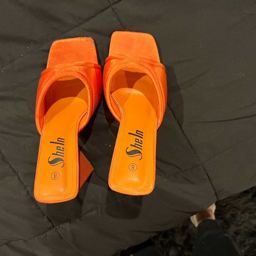 Shein orange chunky high heels